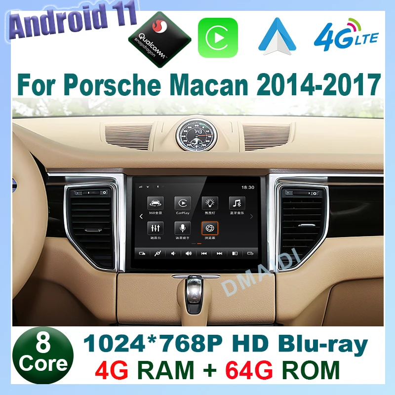 

Snapdragon Android 11 Car Radio For Porsche Macan 2014-2017 8Core 4+64GB Video Player With Wireless Carplay Auto GPS Navigation