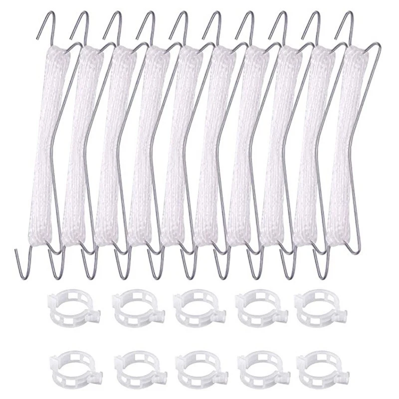 

10Pcs Iron Planting Tomato Hooks Twine Roller Greenhouse Vegetable Support Clips with 10m Rope for Garden Cucumbers Vegetable