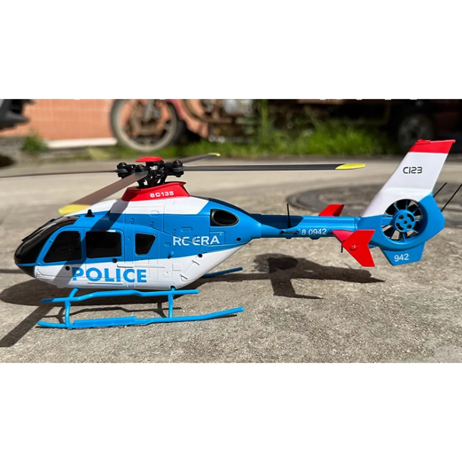1/36 C123 RC Simulation EC135 Helicopter Single Paddle Aileron Free Dual Brushless Direct Drive 3D Aircraft Model Toy Adults view 4