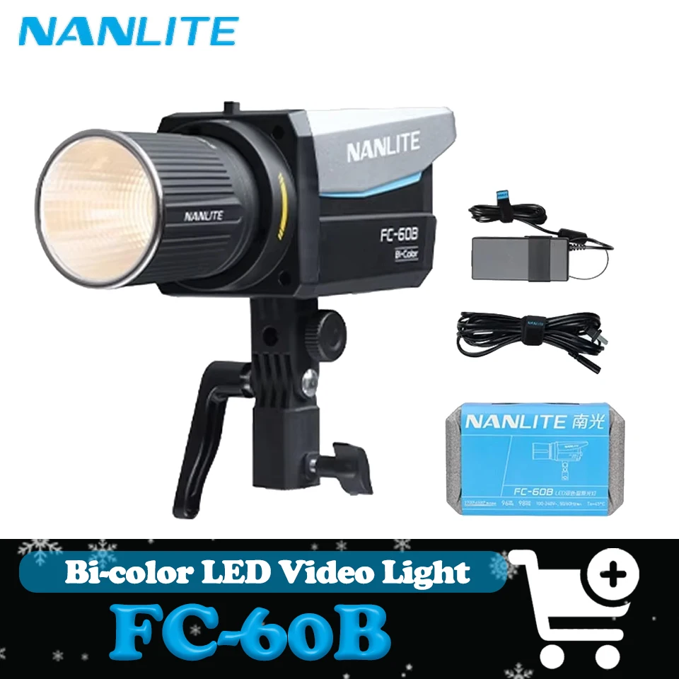

Nanlite FC-60B Освещение для фотосъемки Двухцветный светодиодный светильник для видео CRI96 TLCI98 Профессиональное студийное заполняющее освещение с управлением через приложение