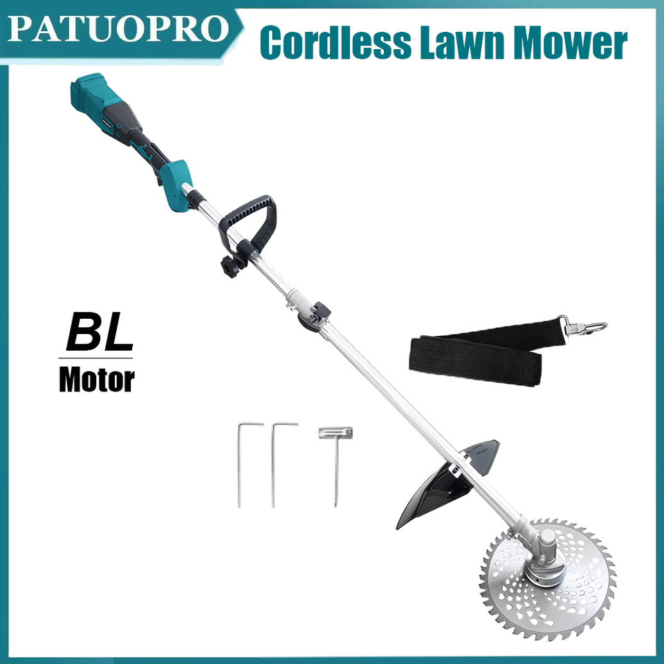  21V Cordless Brushless Electric Lawn Mower 1680W Adjustable Length Grass Trimmer Garden Power Tool For Makita 18V Battery 