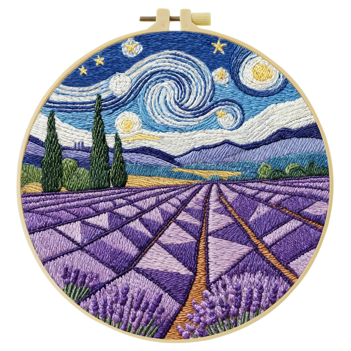1 Stück 20X20CM/15X15CM 7,87/6,3 Zoll Lavendel-Stickerei-Starter-Kit DIY-Kit DIY-Stickerei-Set Handarbeiten Nähkunst – Detail 1