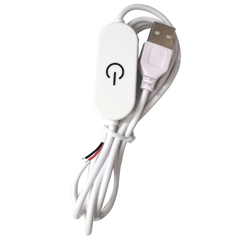 Cavo maschio USB DC 5V interruttore on/off touch monocolore alimentatore a 2pin prolunga di ricarica cavo dimmer per striscia LED u