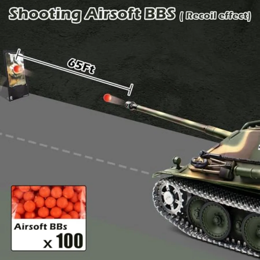 1/16 RC Panzer Heng Long Deutscher Jagdpanther Armee Spielzeug mit Rauch Sound Licht 2,4G Fernbedienung Panzer, der aufgerüstete Metall T schießt