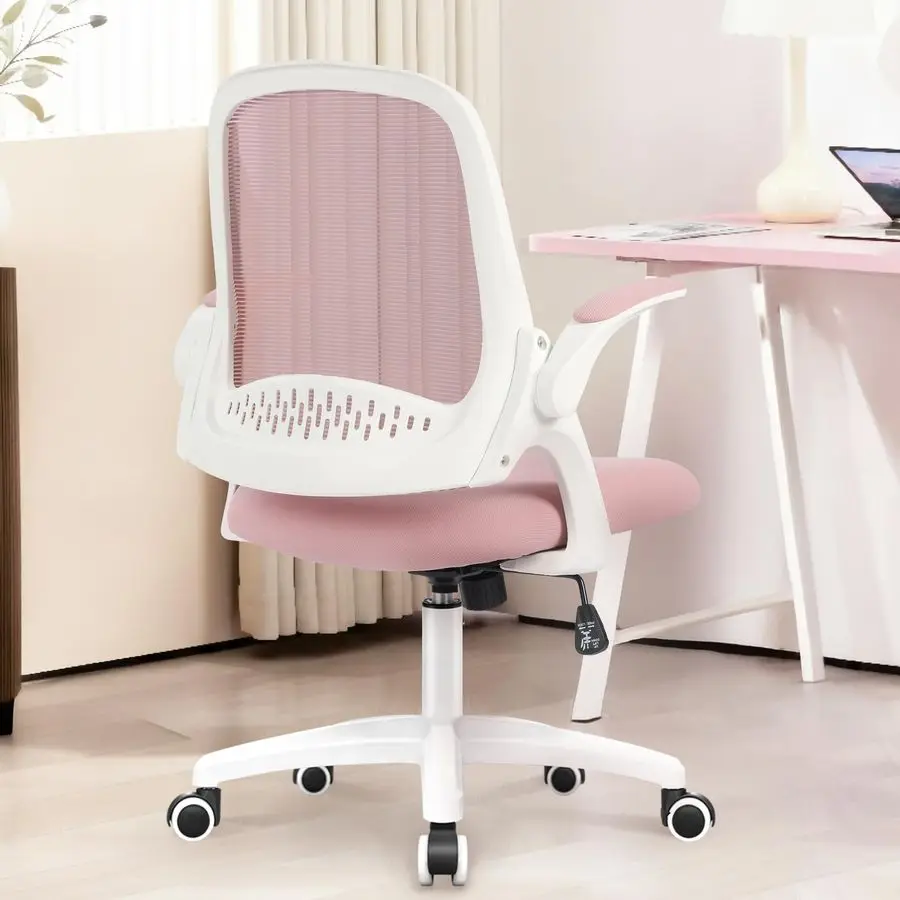Office Desk Computer Gaming Ergonomic Chair with Lumbar Back Support Adjustable Height Swivel Wheels Flipup Arms Mesh Chair for