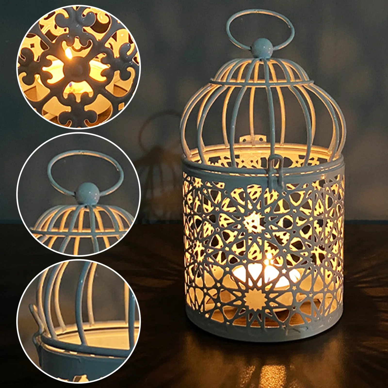 White Birdcage Candlestick Birdcage Candlestick Without Candles 15.8x9cm 1pc Delicate And Elegant Iron 15.8x9cm