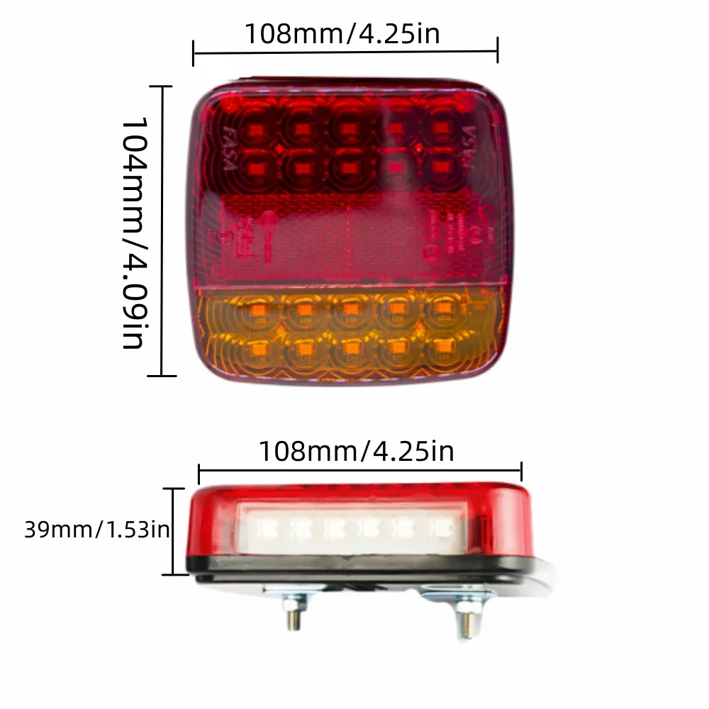 1 Set 12V 24V Rear Towing Tail Light 26 LED Trailer 10m Cable 7 Pin Plug Brake Stop License Number Plate Reflector Waterproof