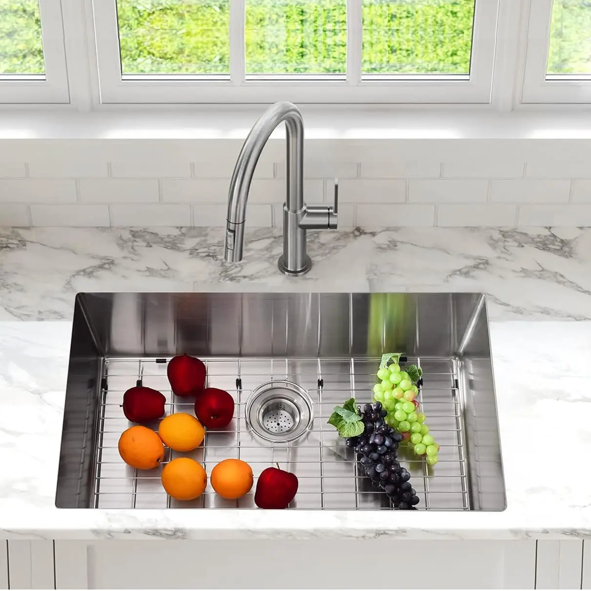 Tacleekii 36inch Stainless Steel Drop In Kitchen Sink Single Bowl Soundproofing, Bottom Grid & Drain Kit