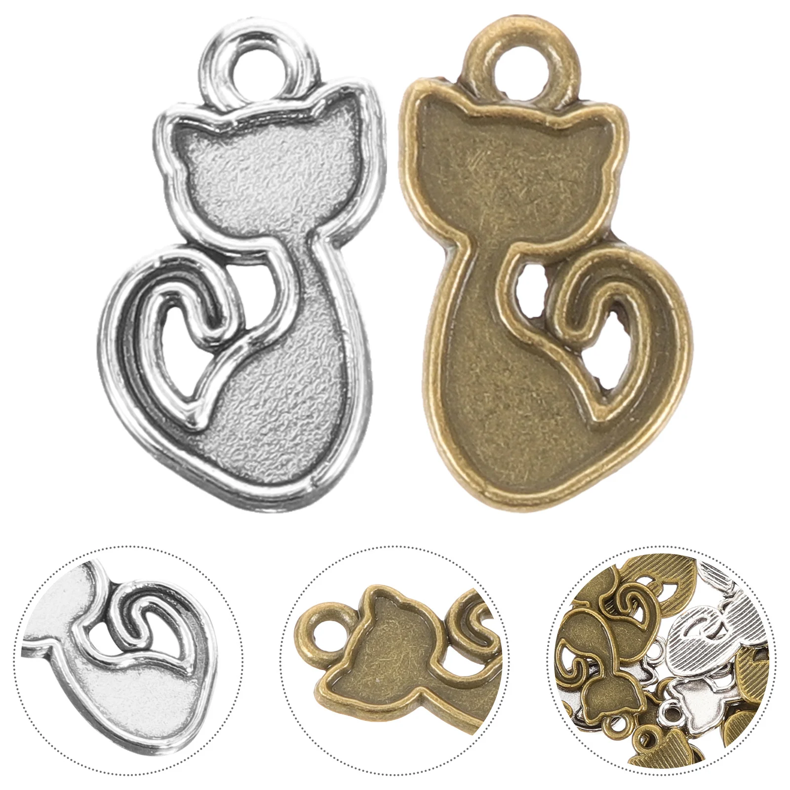 

100Pcs Handmade Cat-Shaped Ornaments Hanging Charm Accessories Necklace Bracelet Pendants for DIY Crafts Necklace Pendants