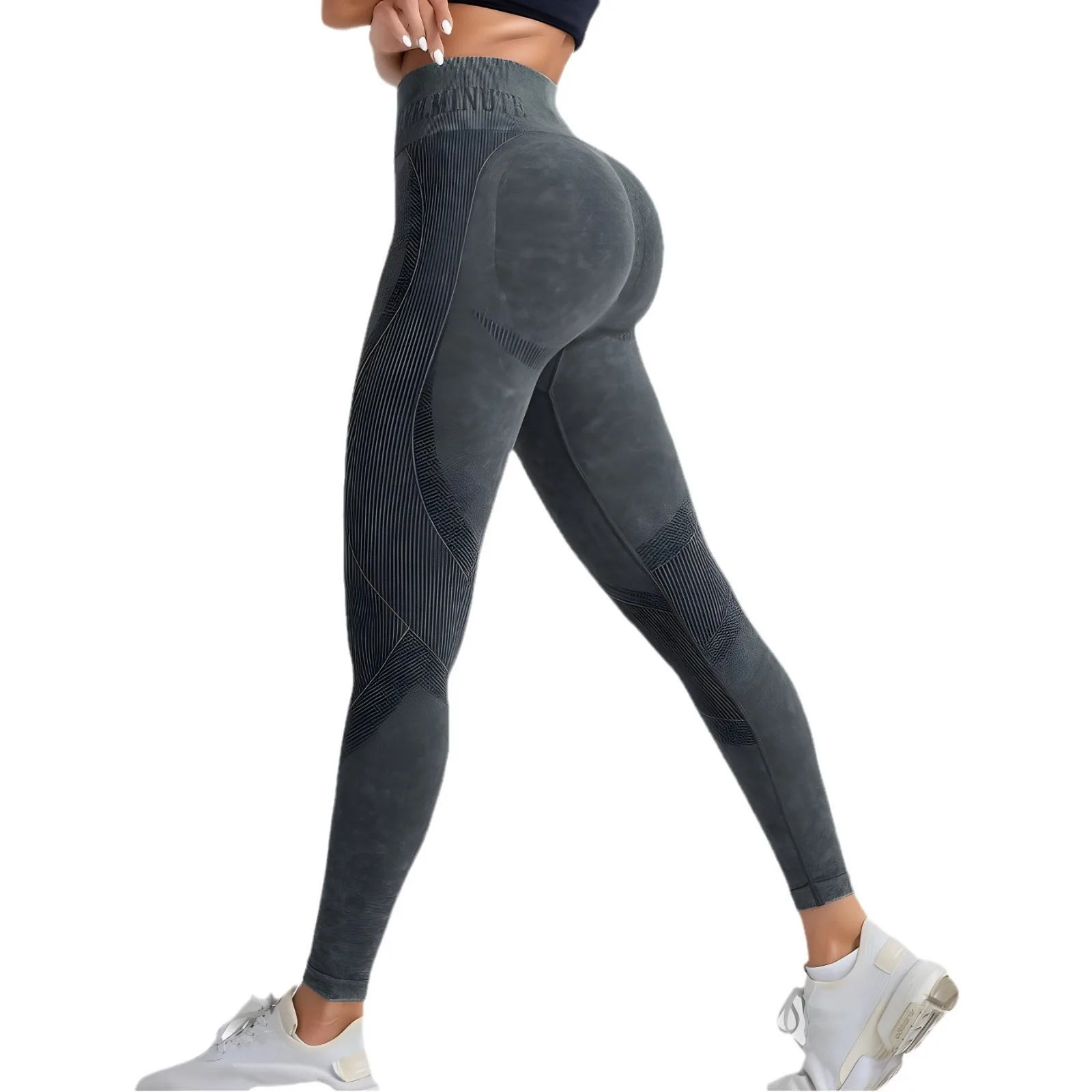 Para pantalones de Yoga de cintura alta sin costuras, lavado de arena para mujer, secado rápido, ajustados a la cadera, deportes, Fitness