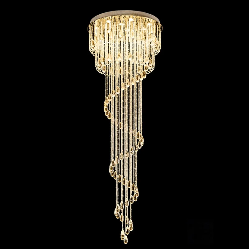 Long Staircase Pendant Lamps Duplex Building Villa Living Room Lamp Modern Minimalist Crystal Hanging Lights For Dining Rooms
