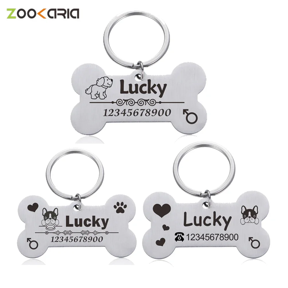 

Engraved Pet Id Tags Custom Metal Bone Collar for Cat Silent Tag Personalized Collar With Name Plate Anti-lost Dog Accessories