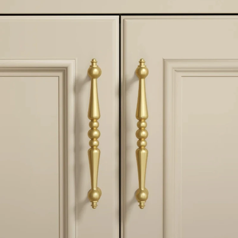 Solid Brass American-Style Furniture Pull Round Knob for Bookshelf, Drawer, Kitchen Cabinet, Vintage Bronze Wardrobe Door Handle
