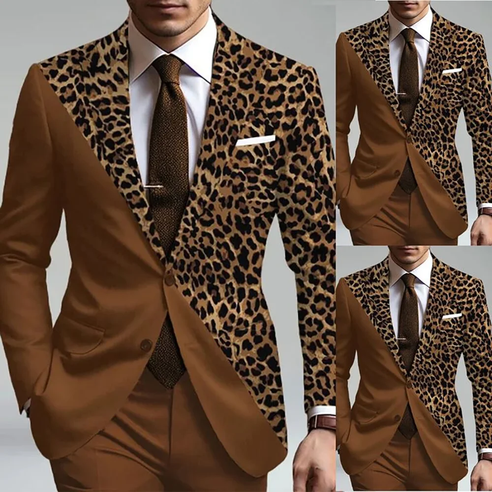 

2025 New Style Patchwork Color Men's Suit 2 Pieces Jacket Pants Fashion Social Party Male Clothing Banquet Custom