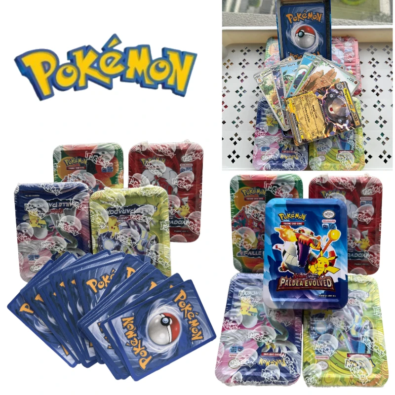 

Горячая 41/48/68/118/210 шт., железная металлическая коробка, коллекционная игровая карта Pokemon, Pokémon PALDEA EVOLVED, усилитель покемонов, игральные карты, игрушка в подарок