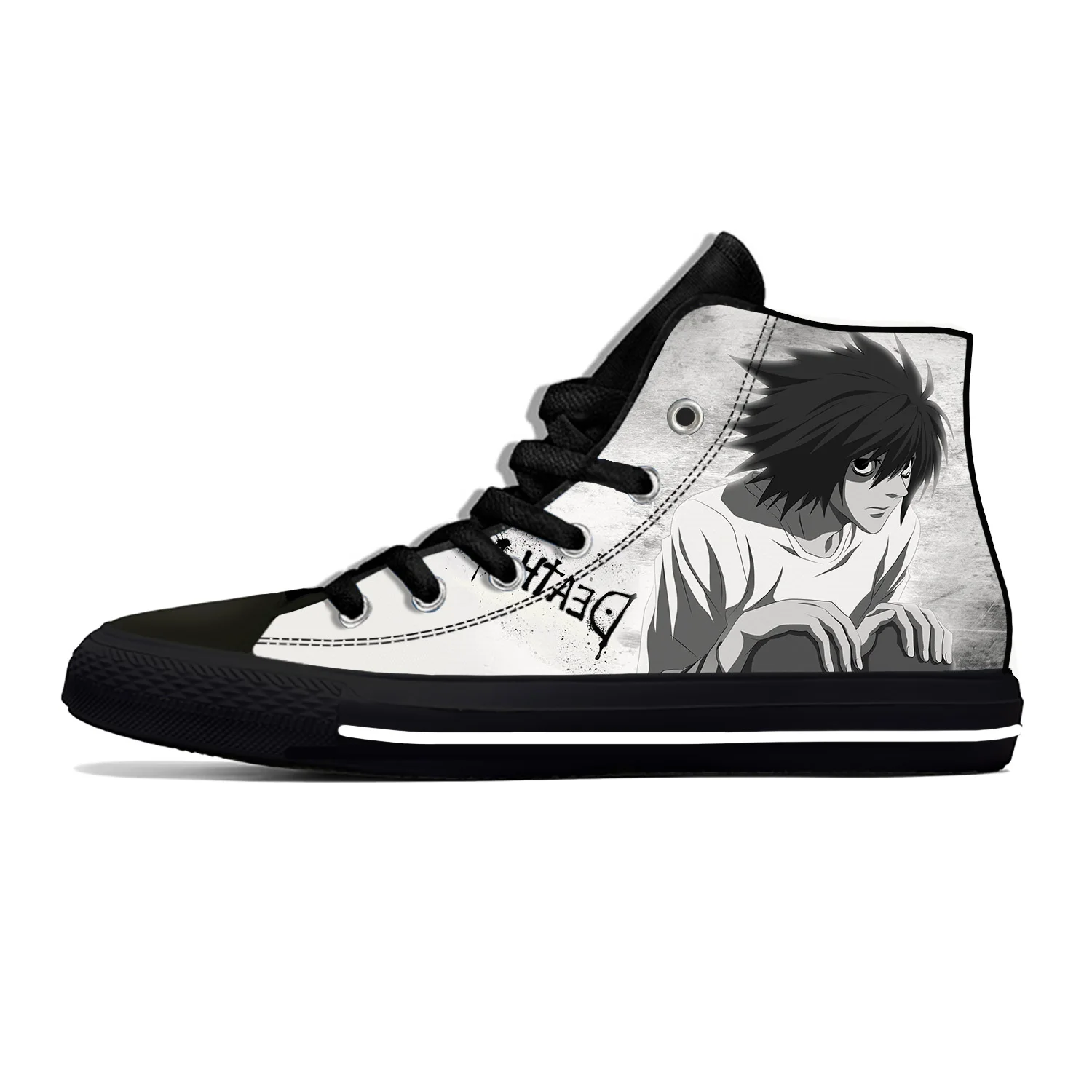 Japanese Anime Manga Cartoon Death Note L Lawliet Casual Cloth Shoes High Top Lightweight Breathable 3D Print Men Women Sneakers