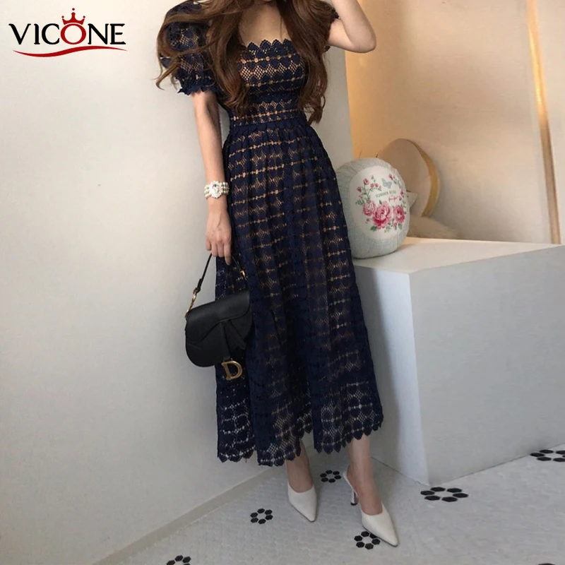 VICONE Chic lace dress elegant waist dress