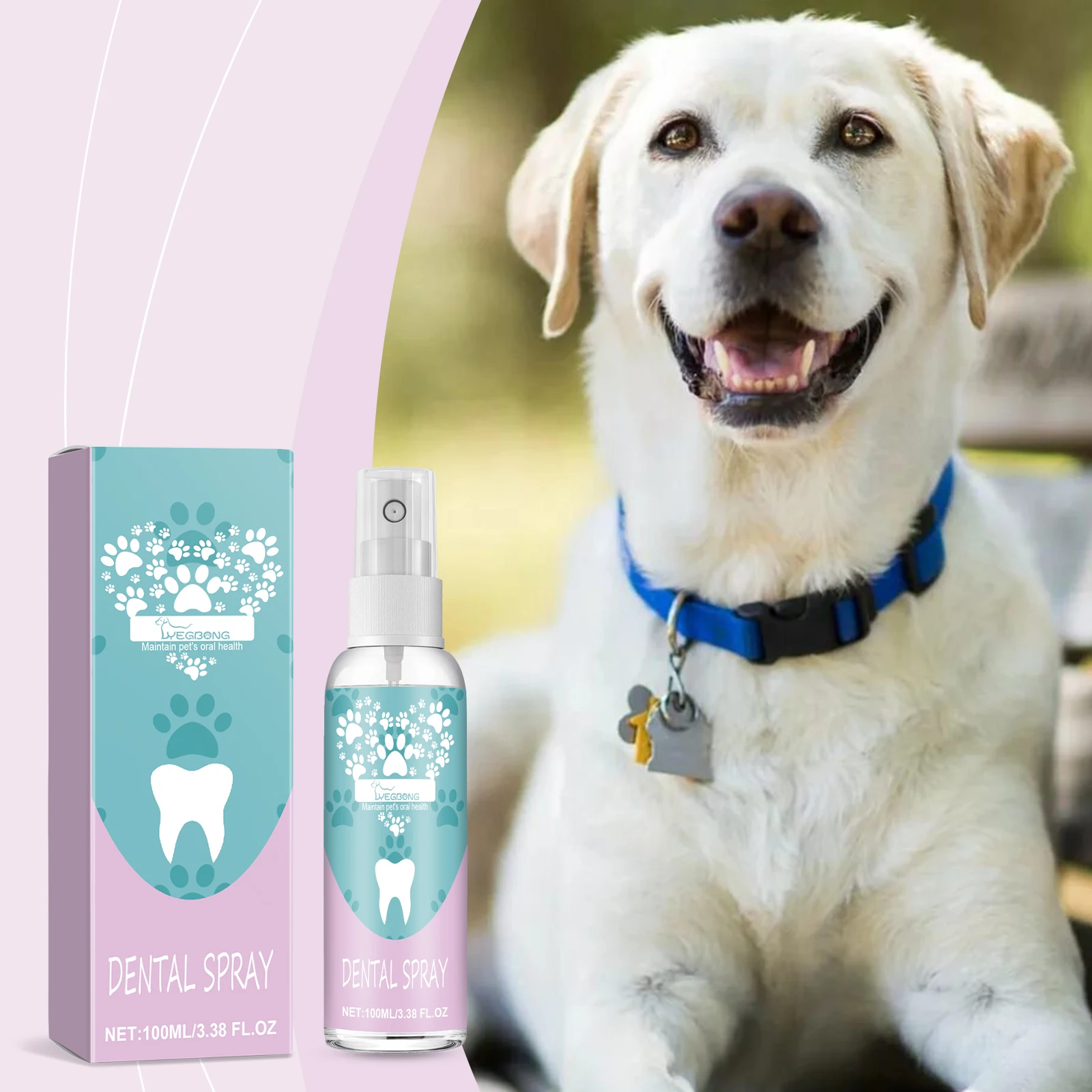 Pet Dental Spray for Dogs & Cats, Clean Pet Teeth, Remove Dental Stain & Yellowing, Freshen Breath, Support Pet Oral Health Care