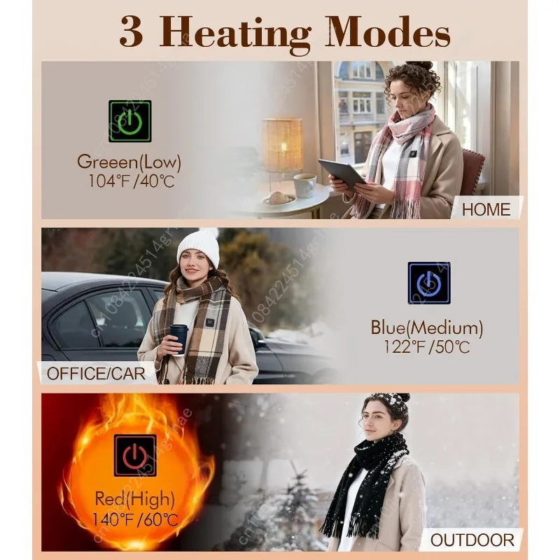 وشاح ساخن للنساء والرجال قابل لإعادة الشحن مع بنك طاقة 5000 مللي أمبير في الساعة، وتسخين لمدة 13 ساعة و3 درجات حرارة للهدايا #3