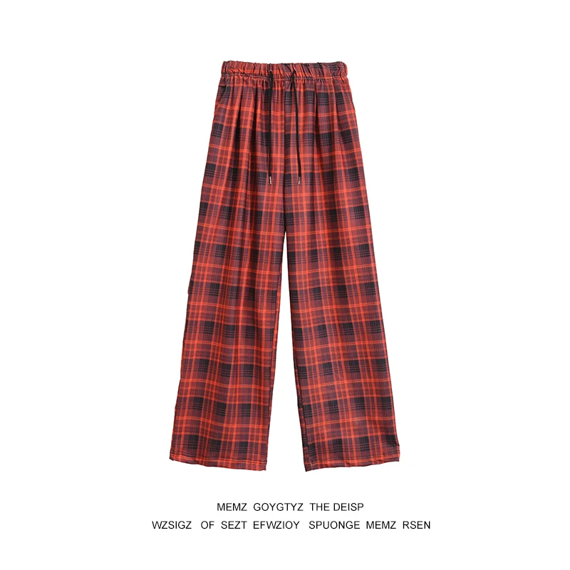 

Memz Vintage Plaid Loose Fit Casual Pants Men Women Autumn Faion Brand American Retro Straight Leg Trousers Youth Active Sle
