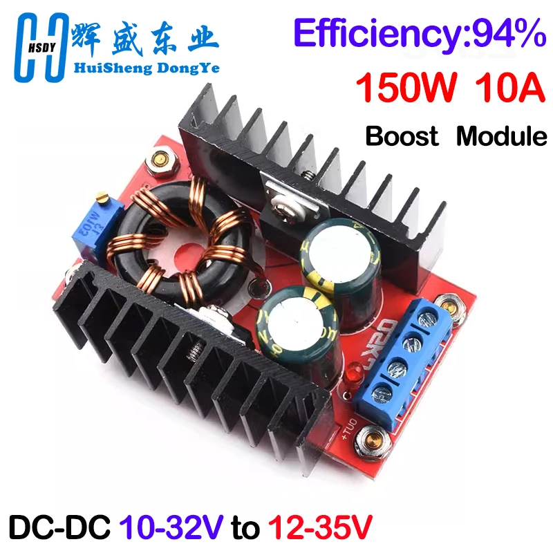 150W DC-DC Boost Converter Step Up Power Supply Module 10-32V To 12-35V 10A Laptop Voltage Charge Board