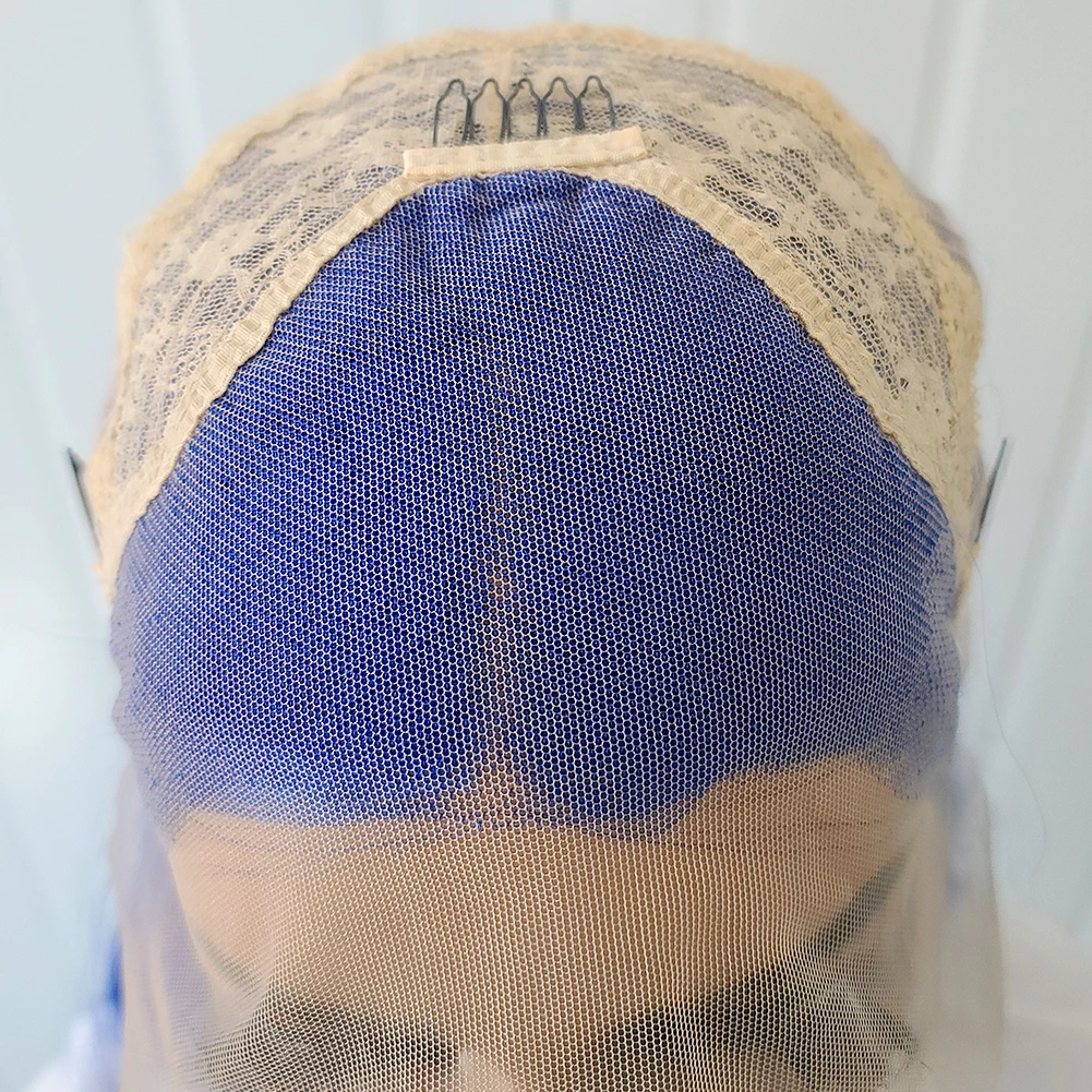 Aimeya-女性用の滑らかな青い合成かつら,自然なヘアライン,コスプレ,パーティー,耐熱性