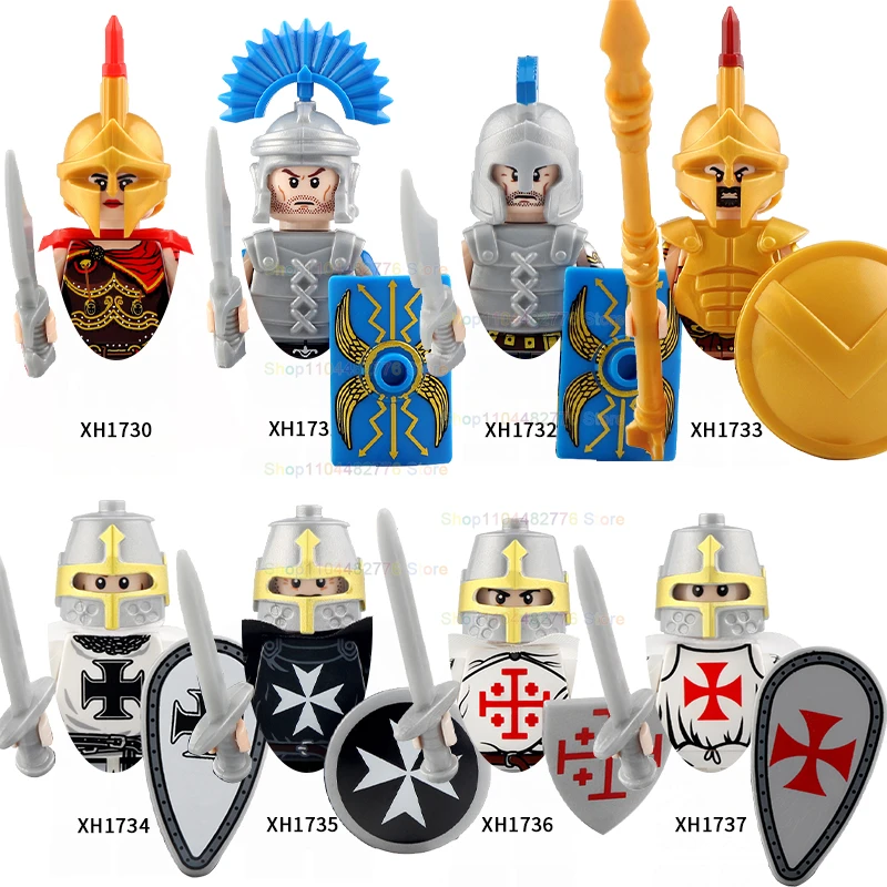 BR880 Knight Medieval Crusader Figure Holy Sepulchre Hospital Hammer Sword Shield Soldier Weapon accessories Building Block Toys - Image 5