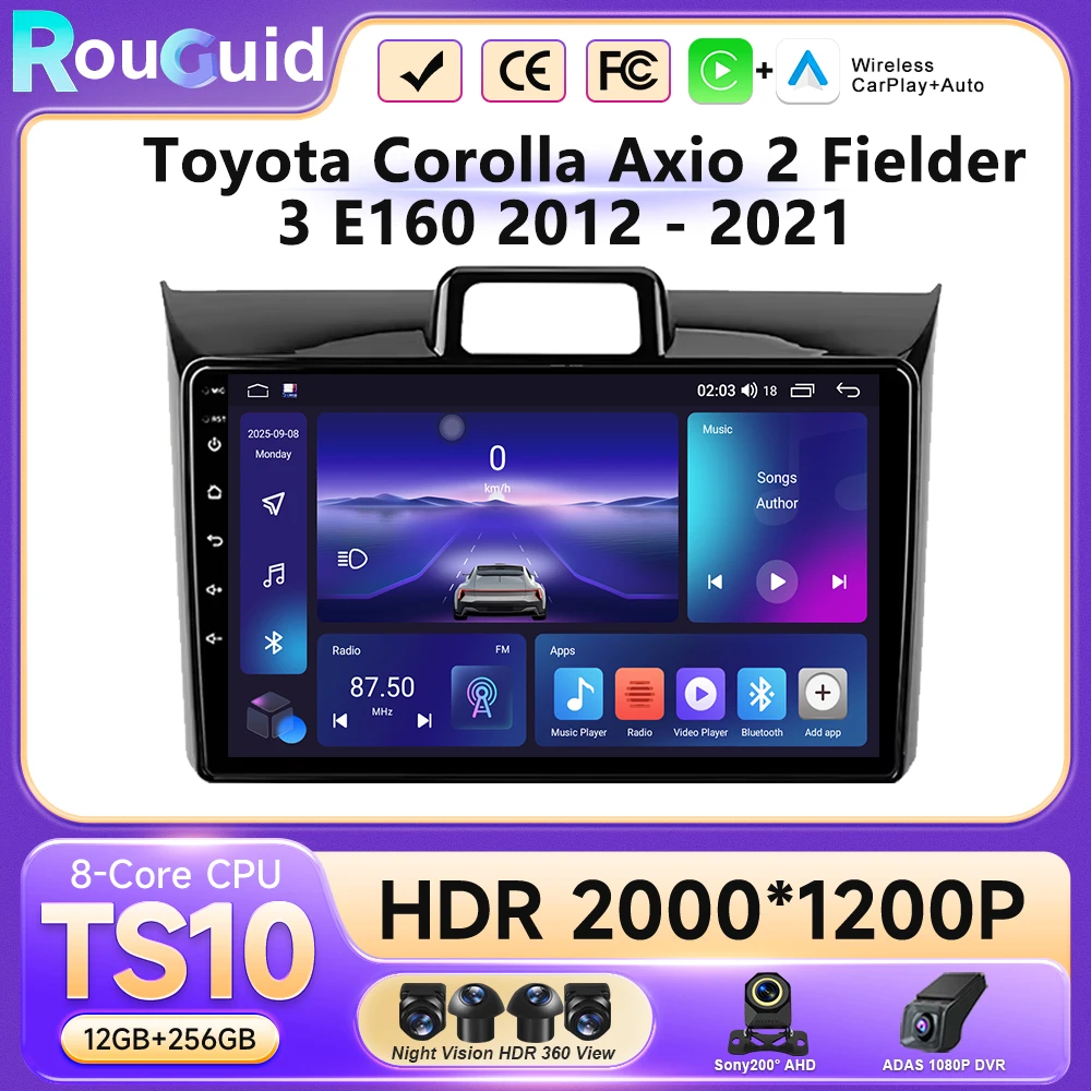 Car Android For Toyota Corolla Axio 2 Fielder 3 E160 2012 - 2021 Auto Radio Stereo Head Unit Multimedia Player GPS Navigation BT