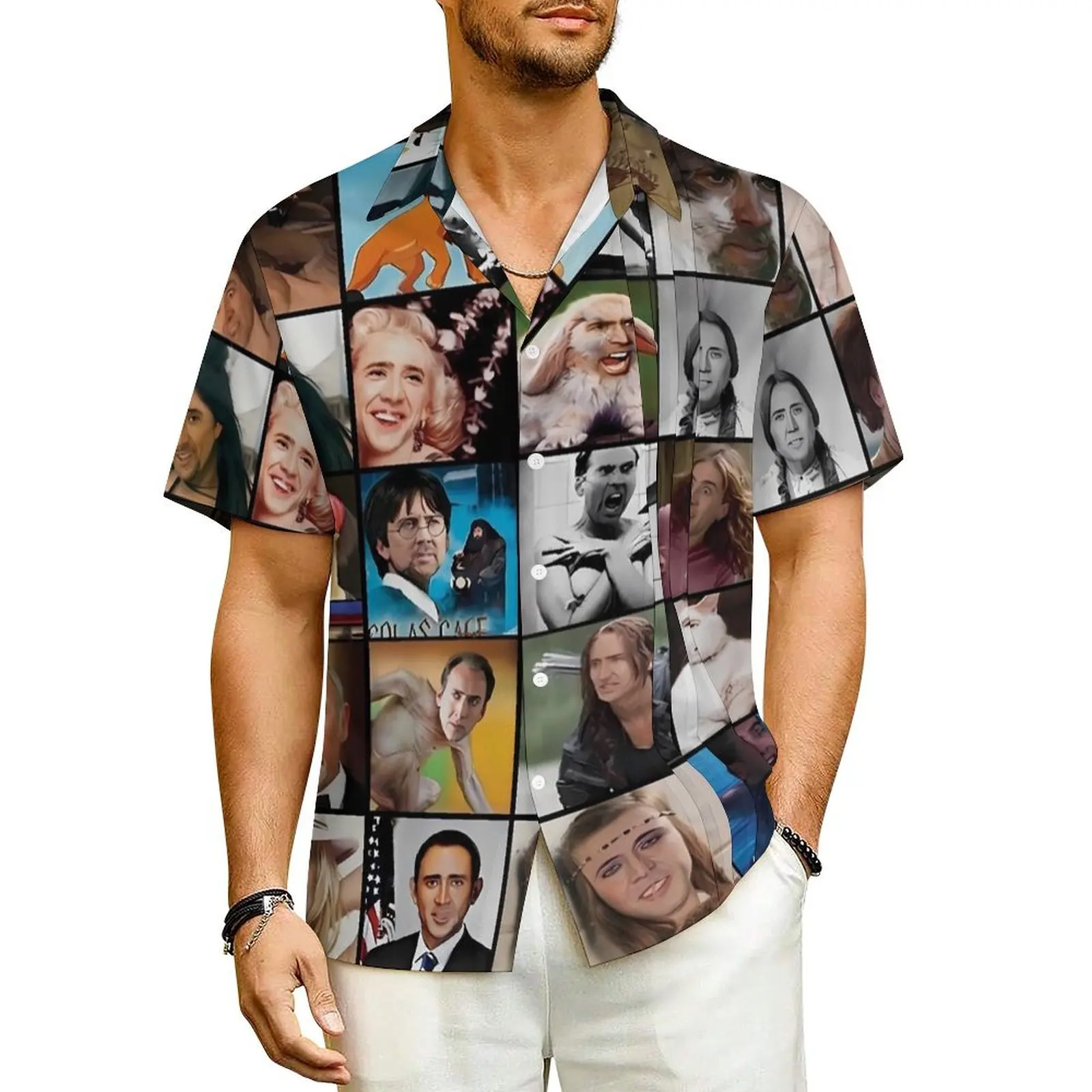 

Nicholas Cage Casual Shirt Nick Cage Retro Summer Shirts Mens Short Sleeve Vacation Harajuku Custom DIY Oversized Blouses