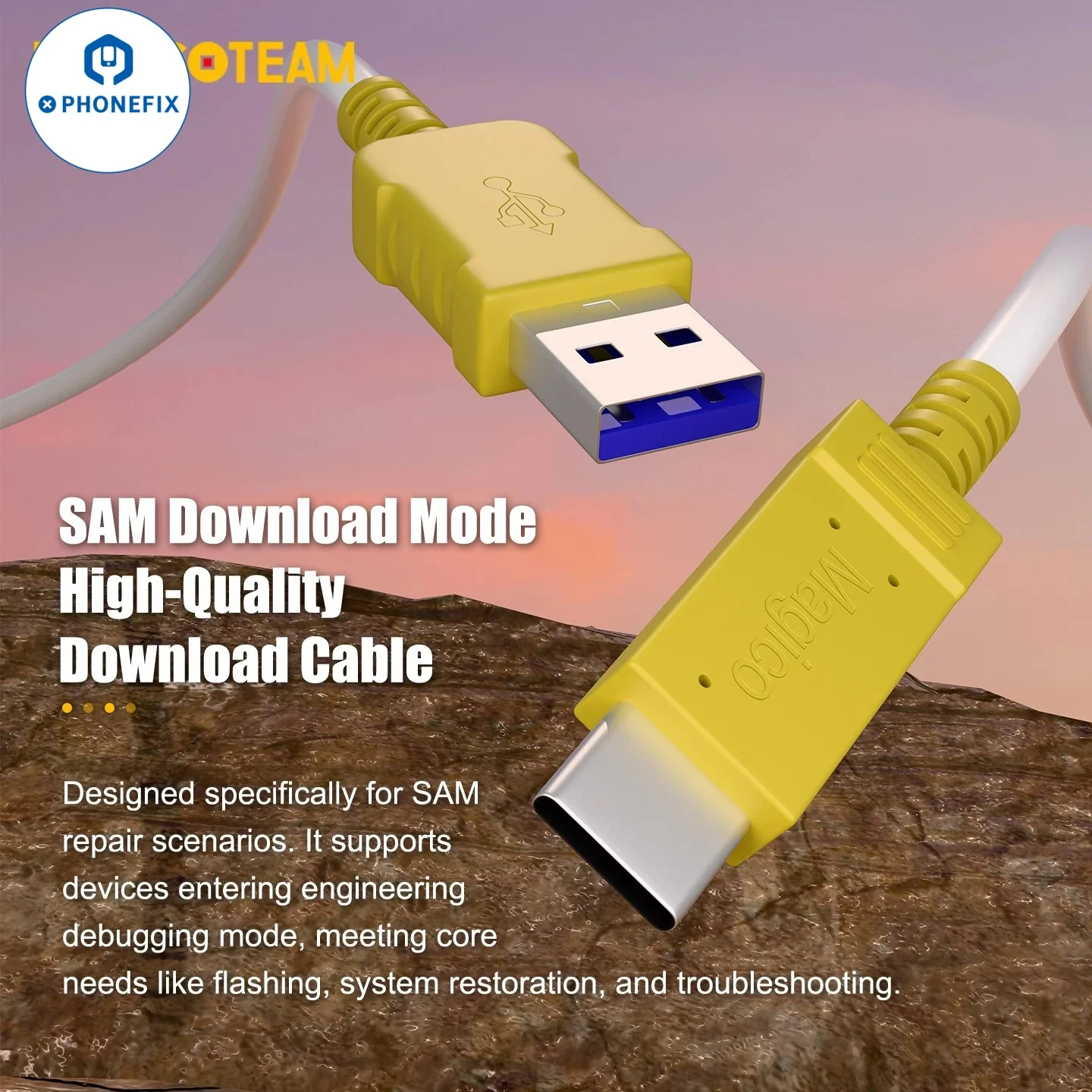 MAGICOTEAM SMA Download Mode Cable USB To Type-C Cable for Samsung Note Galaxy One-Click Download Mode Entry and Charging