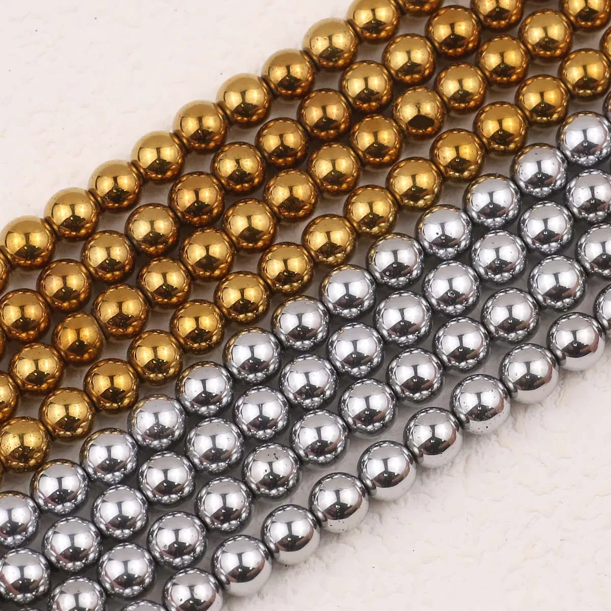 2-10mm Natural Hematite Stone Beads Gold Plated Round Loose Spacer Beads For Jewelry Making Diy Bracelets Necklaces Accessories