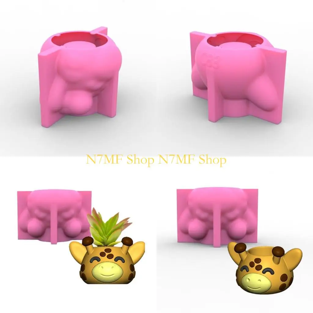 

N7MF Mini Geometric Giraffe Gypsum Silicone Molds Storage Box Mold for Making Plants Pot Flower Pot Holder