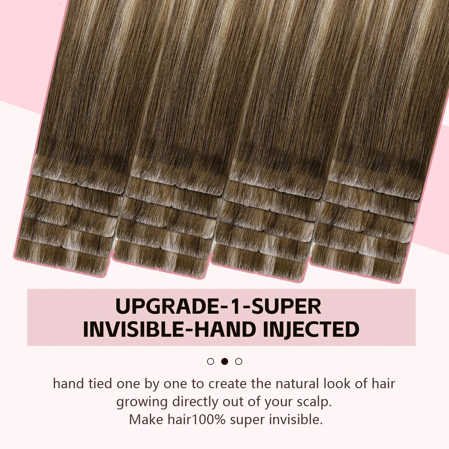 Invisible Tape in Hair Extensions Real Human Hair #3/8/22 Walnut Brown to Ash Brown and Golden Blonde 20pcs Tape ins Extensions