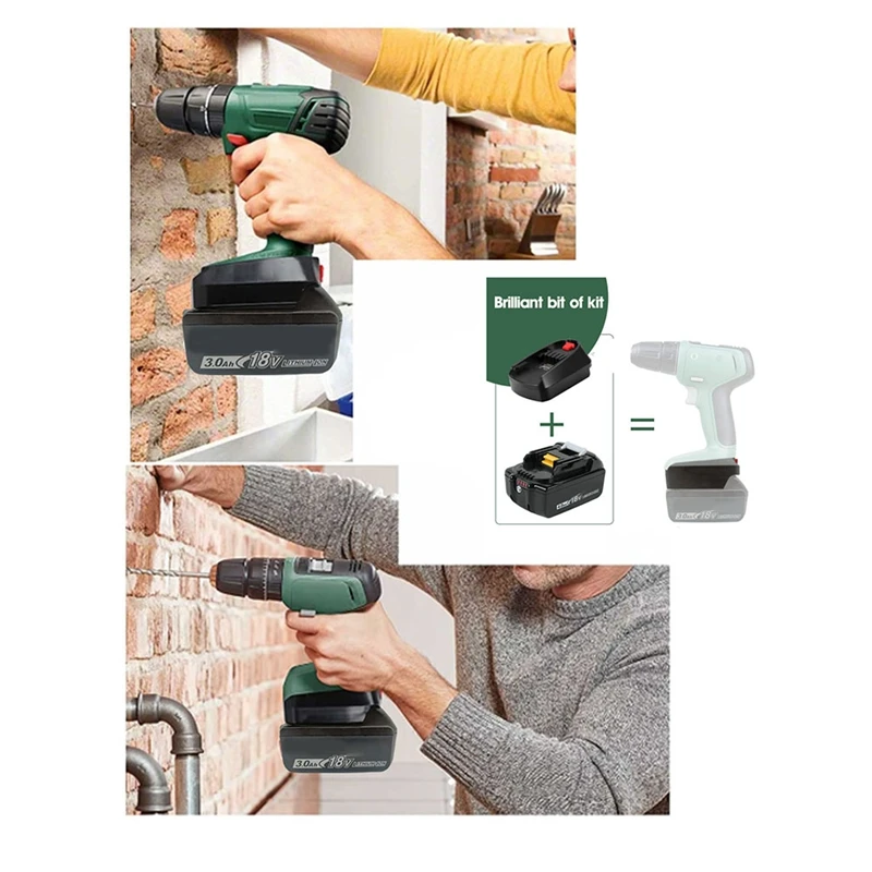 Пластиковый конвертер для Makita 18 в серии BL, преобразователь для литиевых батарей Bosch 18 в PBA, для инструментов Bosch CH Green