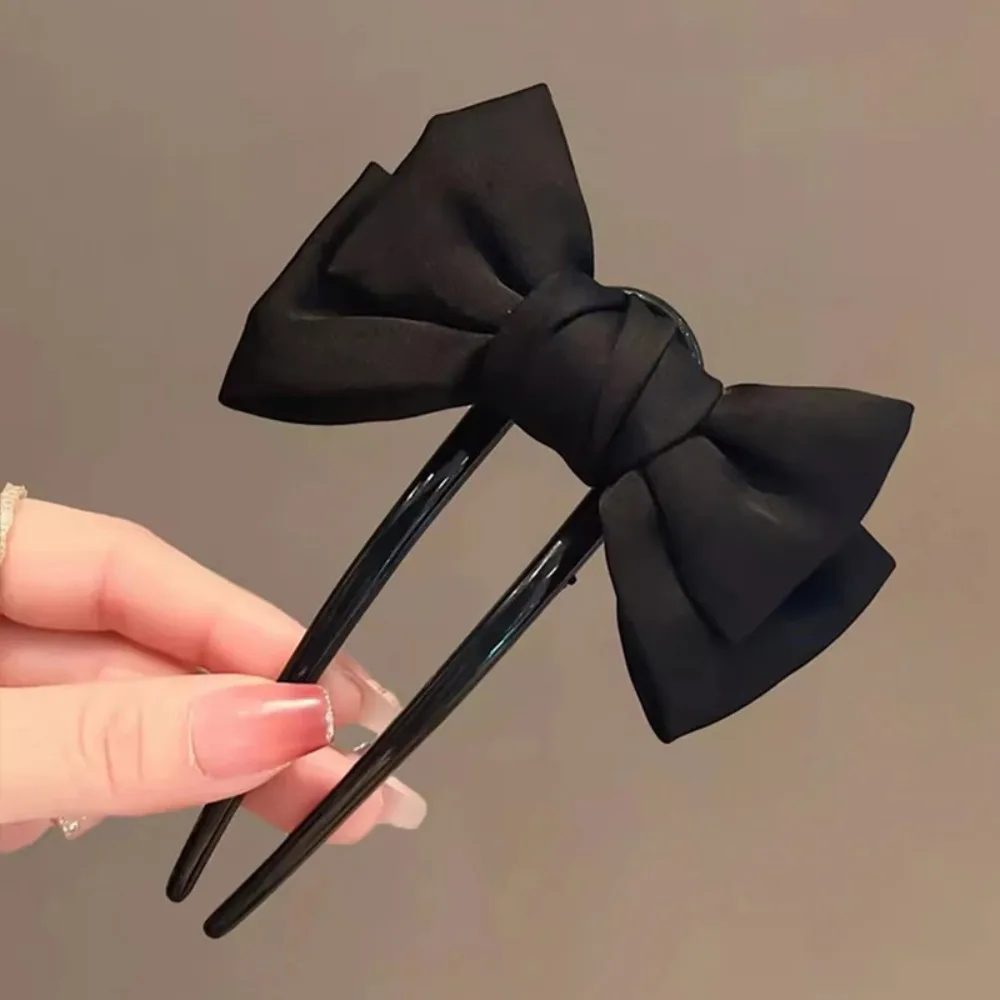 

Black Bowknots U Shape Hair Sticks Simple Women Bun Ball Hairpins Daily Hair Braiding Barrettes Fashion Styling Hair Accessories
