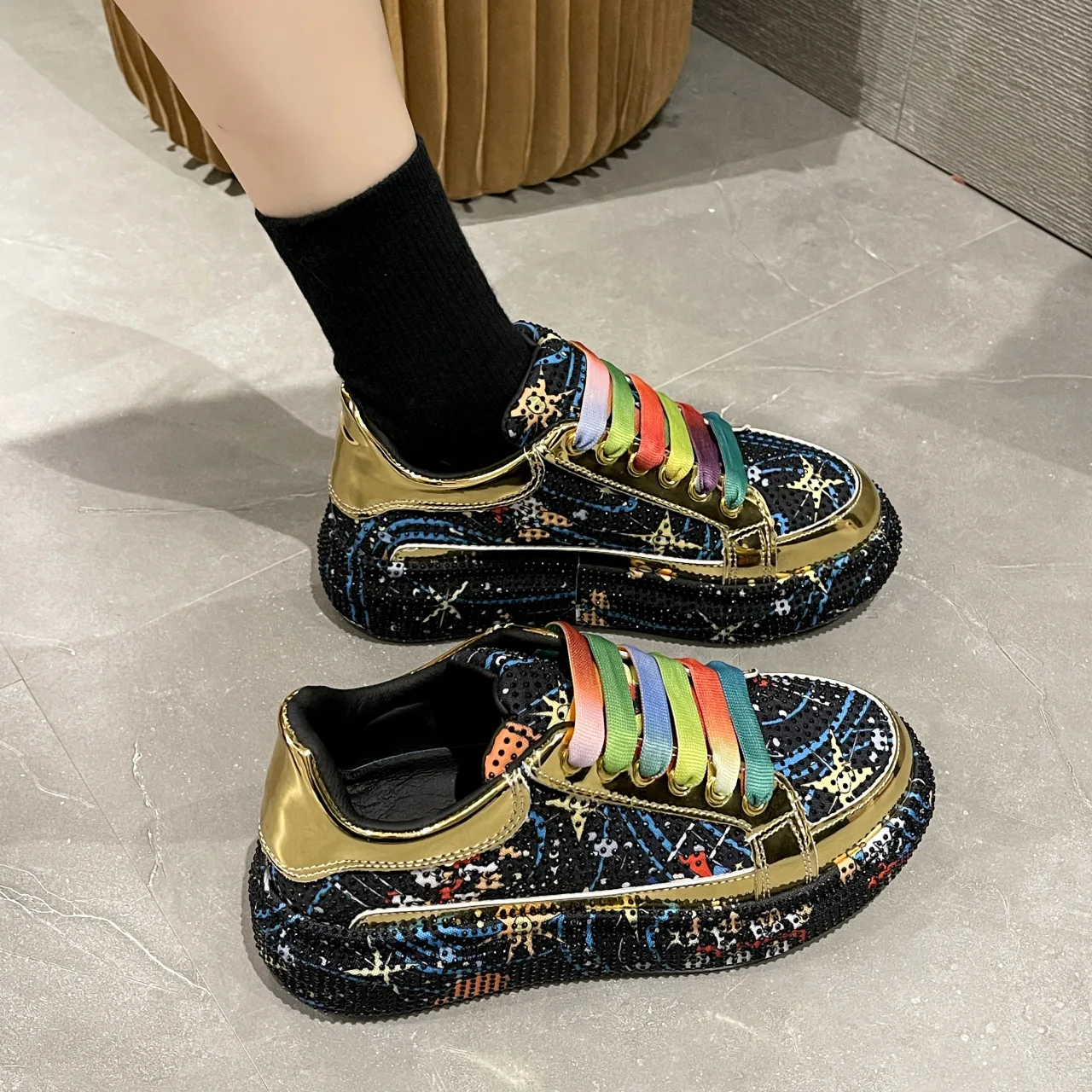 NONE Crystal Platform Heels 3