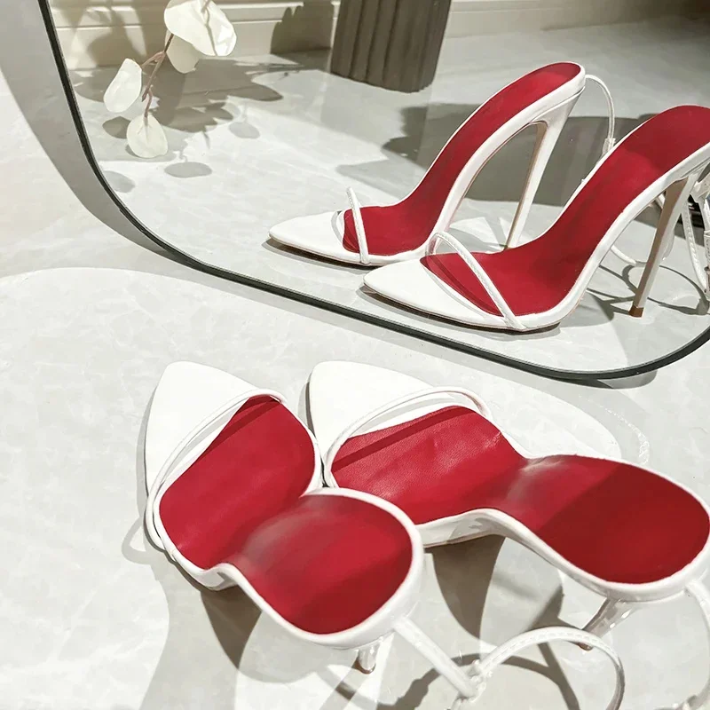 

Sexy Women's Sandals Summer Shoes New 2025 Ankle Strap Flip Flops Black White Heeled Party Wedding Dance Shoes Large Size LX032