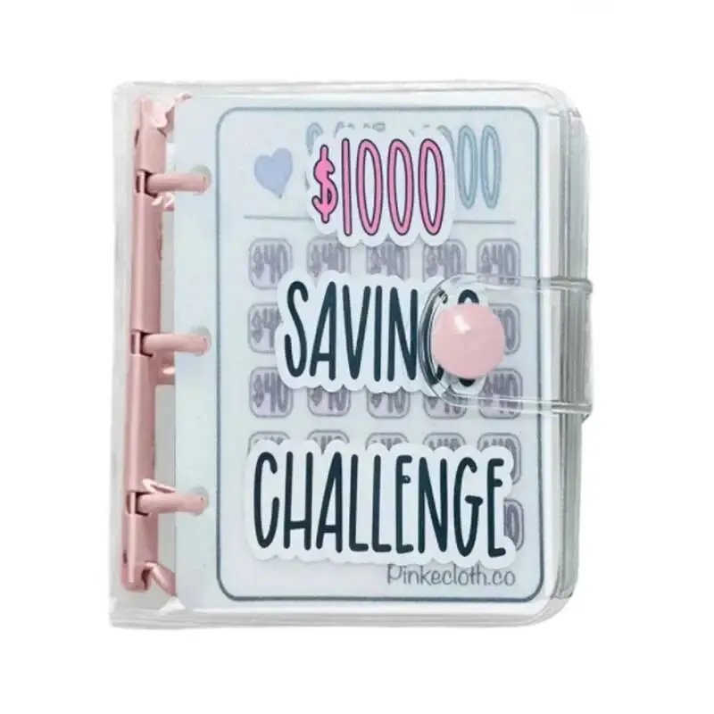 Creative $1,000 Savings Challenge Binder พร้อมซองจดหมาย PVC เคลือบเงาทนทาน, ของขวัญคริสต์มาสประหยัดเงินท้าทาย