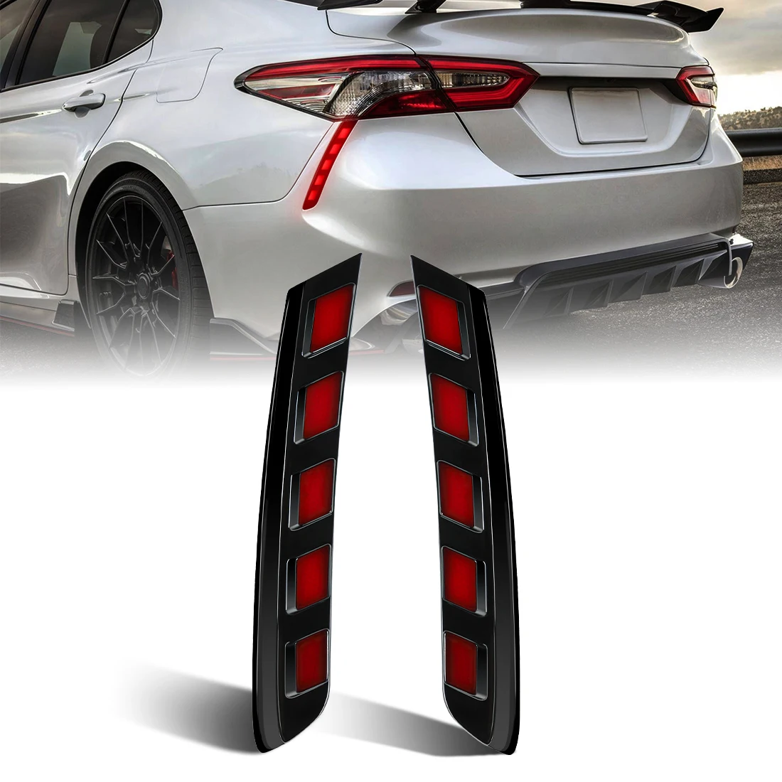 

LED Rear Bumper Reflector Lights For Toyota 8th Camry SE XSE TRD 2018-2024 Brake Running Light Dynamic Turn Signal Warning Lamp