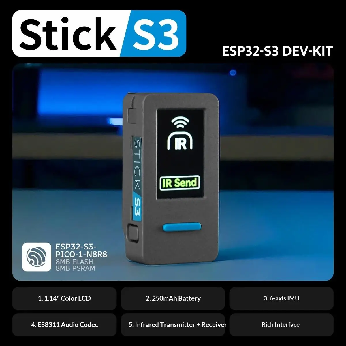 M5Stick M5Stack StickS3 StickC PLUS2 Upgraded ESP32 8MB Programmable Controller BT WiFi for IoT Project Development