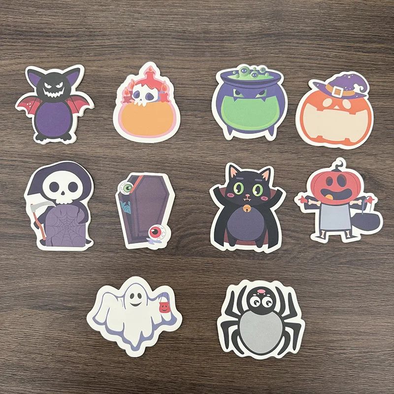 200Pages Halloween Theme Memo Pads Set Sticky Notes Stationery Label Notepad Self-Adhesive Refrigerator Memo Book Party Uses New