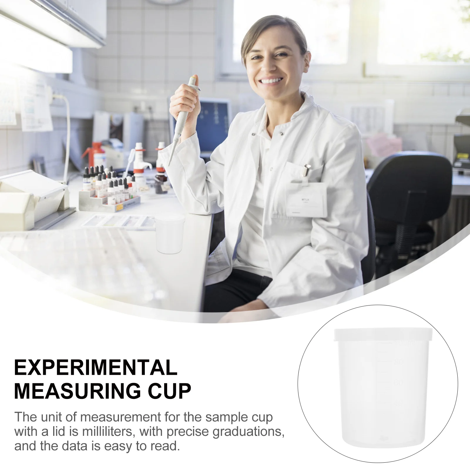 

20Pcs Plastic Measuring Cups 100Ml Transparent Specimen Collection Cups with Cover Precision Graduations for Liquid Sample