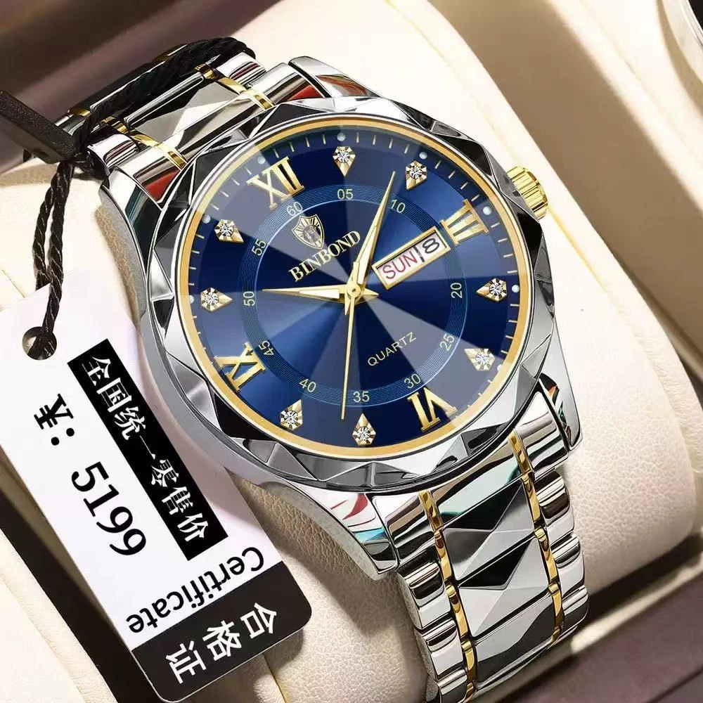 

New Gifts For Man Blue Sapphire Diamond Clock Men Luxury Watch Automatic Watches Mens Fashion Quartz Wristwatches Cadeau Homme