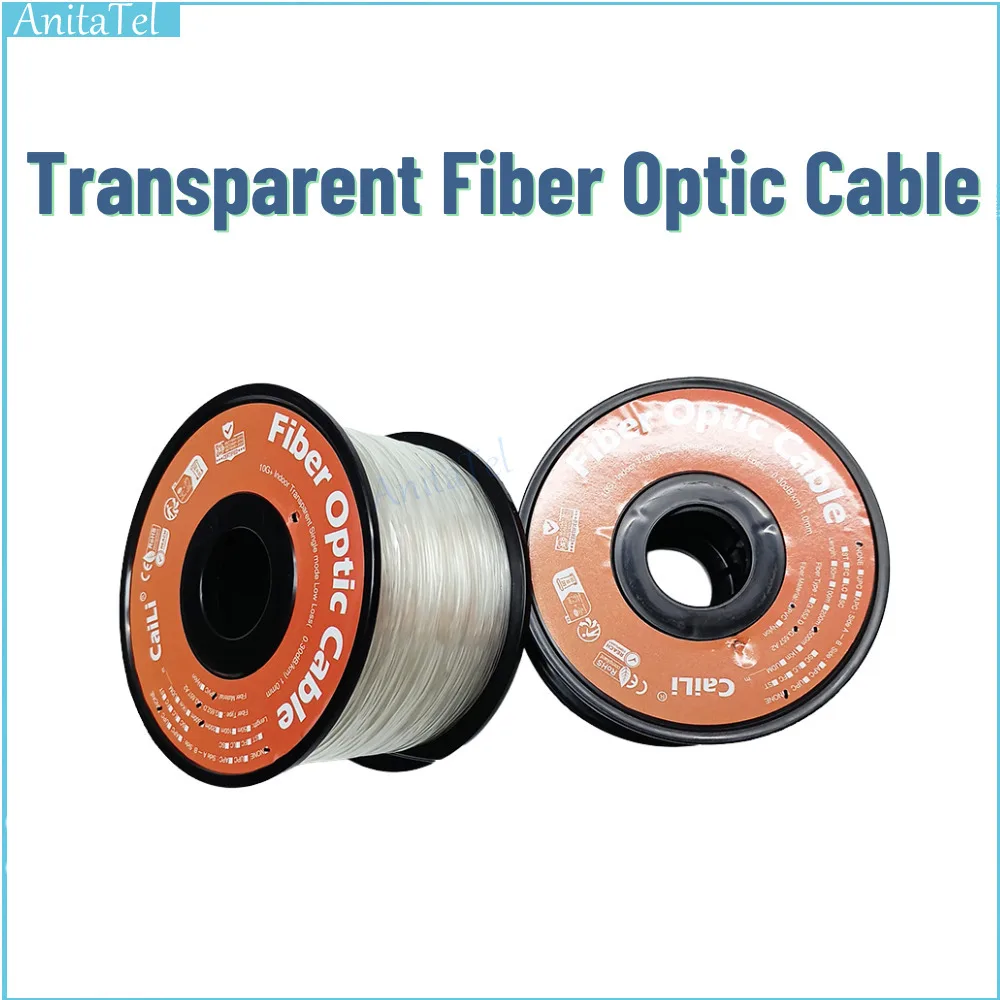 

500M Fiber Optical Drop Transparent Cable FTTH G657A2 0.9Mm Diameter PVC Invisible Indoor SM Insensitive