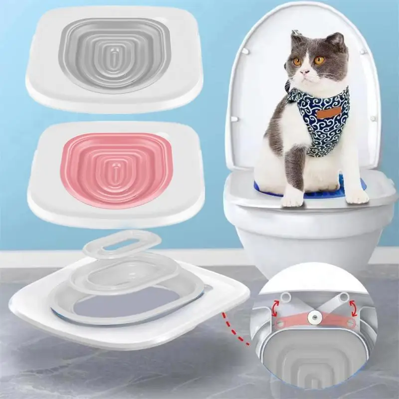 Plastic Cat Toilet Training Kit Reusable Puppy Cat Litter Mat Cat Toilet Trainer Toilet Cleaning Cats Behaviour Training Product