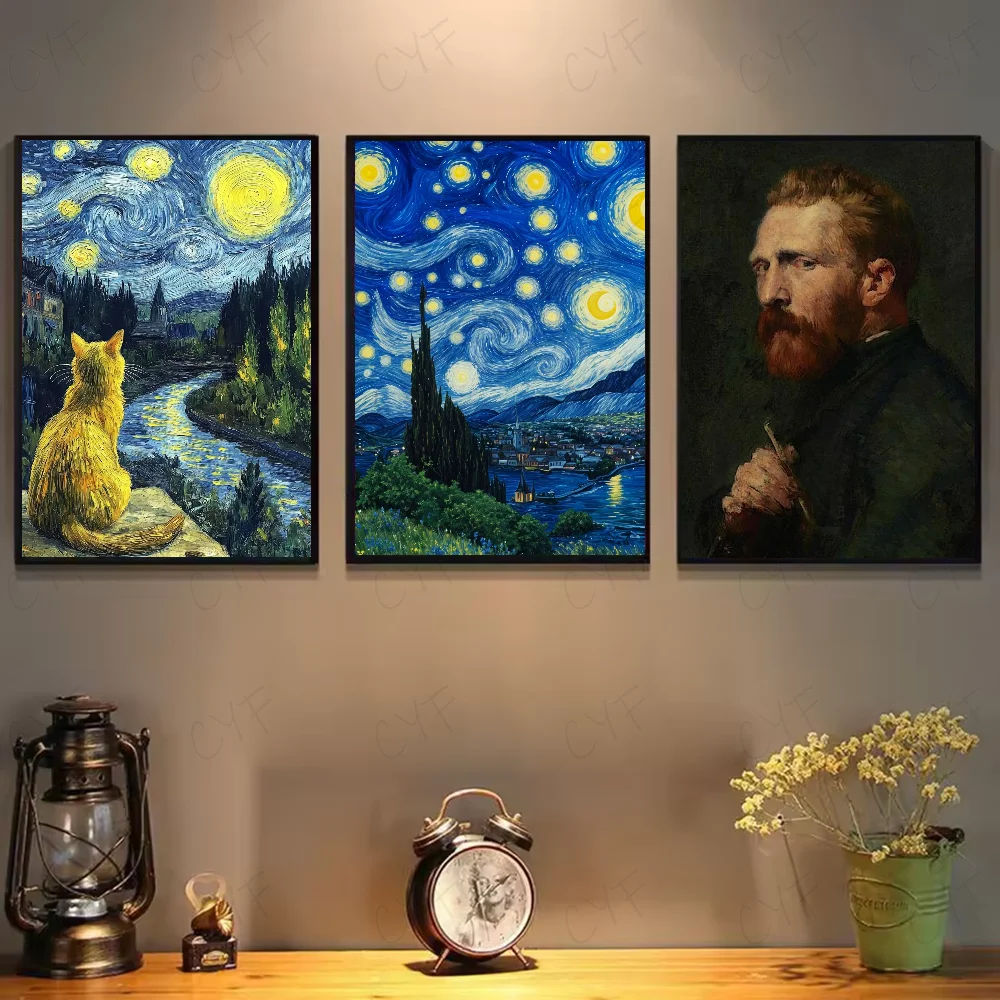 Frameless Famous Paintings Vincent Willem van Gogh Poster HD art sticky wall waterproof home living room bedroom bar aesthetic d