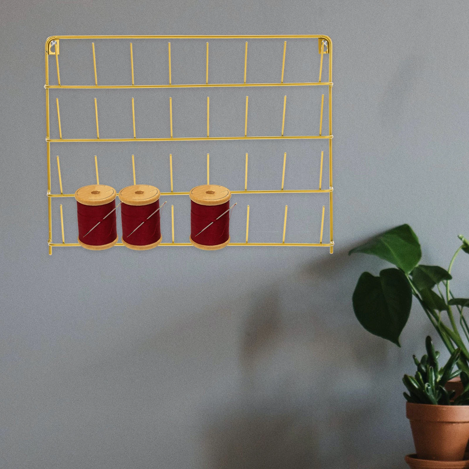 

32 Spools Thread Rack Metal Wall Mounted Braiding Holder Wear Resistant Sewing Knitting Embroidery Organizer Household Tool