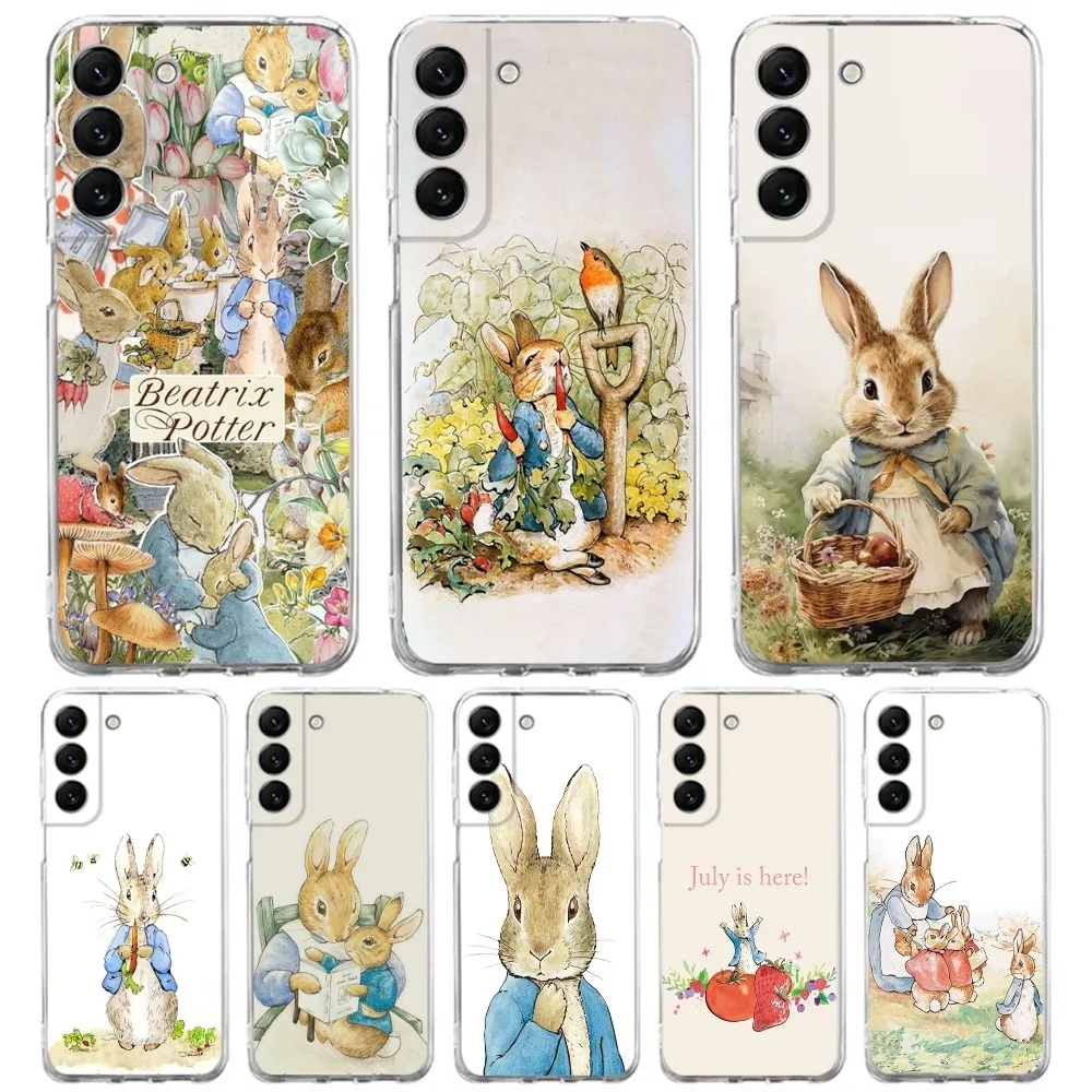 Cute P-Peter Rabbits Phone Case Silicone For Samsung S30,S23,21,22,20 Ultra,S20 FE lite,S10,9,PIus Note20ultra Cover Clear