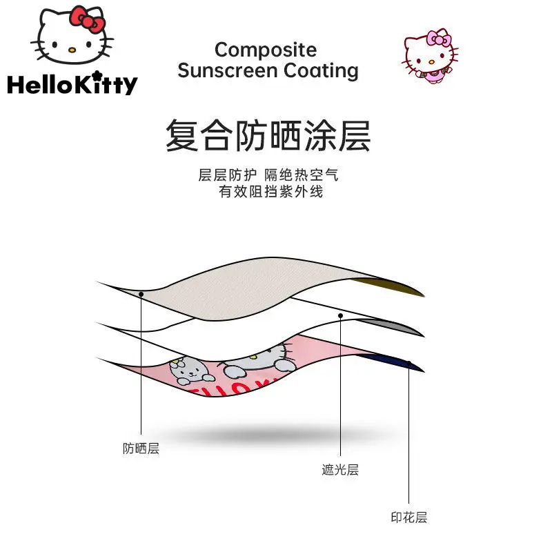 Cartoon Hello Kitty Car Window Curtain Sunshade Sunscreen Suction Cup Type Heat Insulation Car Drape Decoration Kids Gifts