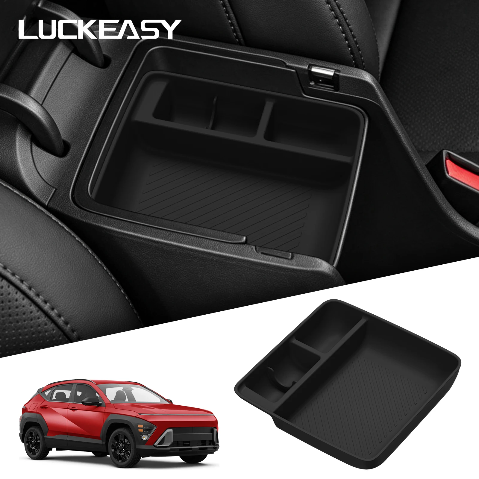 LUCKEASY for Hyundai Kona 2025 2026 Central Control Armrest Box Storage Pad Protective Mat Car Interior Accessories Silicone Pad
